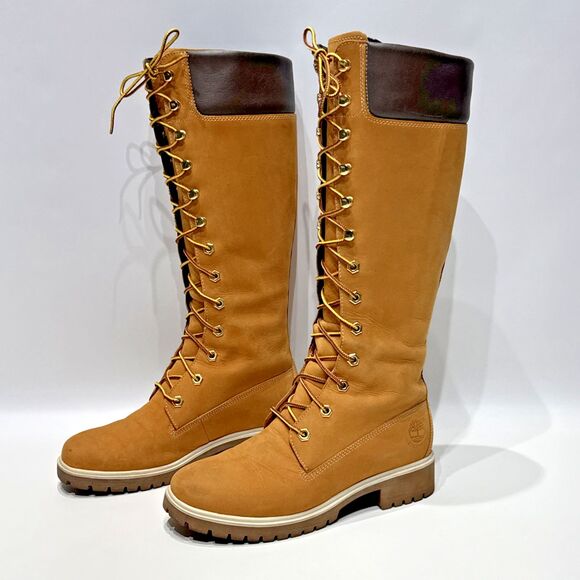 Timberland Premium 14" Waterproof Knee High Boot Wheat Nubuck Leather Women Sz 6 - Picture 1 of 15